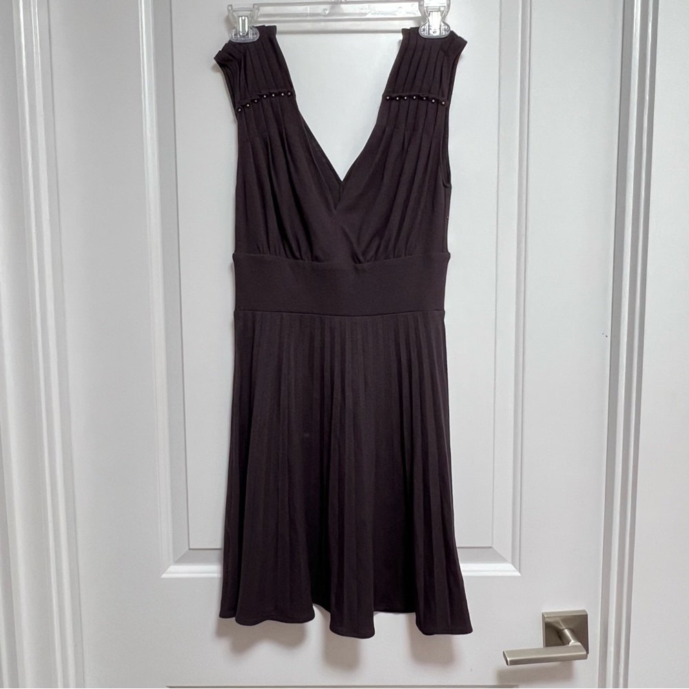 THEORY DELANA DELIGHT Draped Pleated Swing Dress Sz P (XS) Plum Purple.